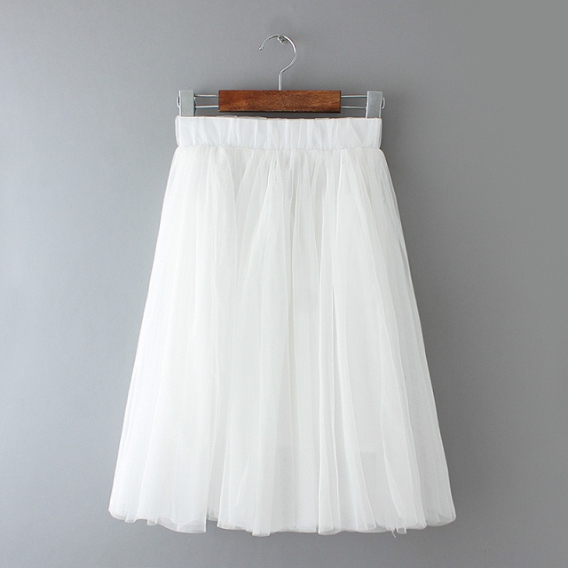 Summer Fashion Women Ball Gown white Tutu Skirt Casual Elastic Waist Casual brand Quality skirts