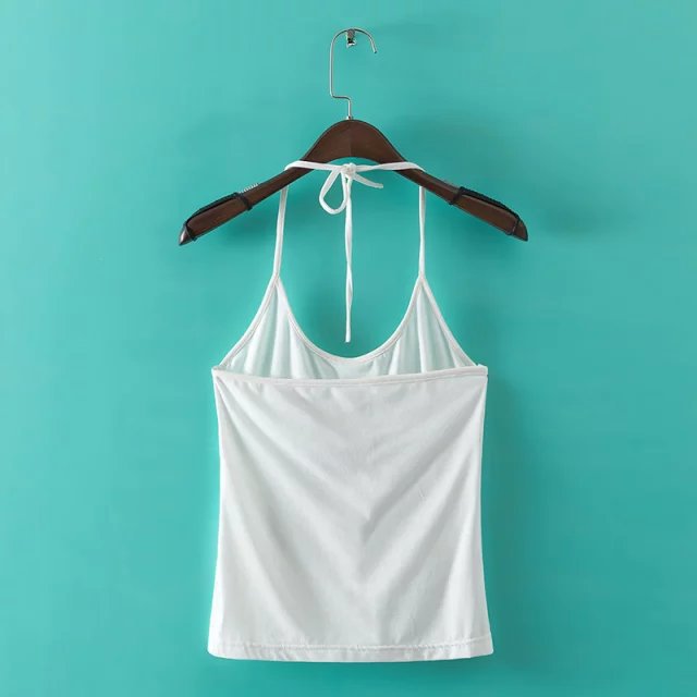 Summer Fashion Women Cat Print Sexy Spaghetti Strap backless short Tank White Vests Crop Tops