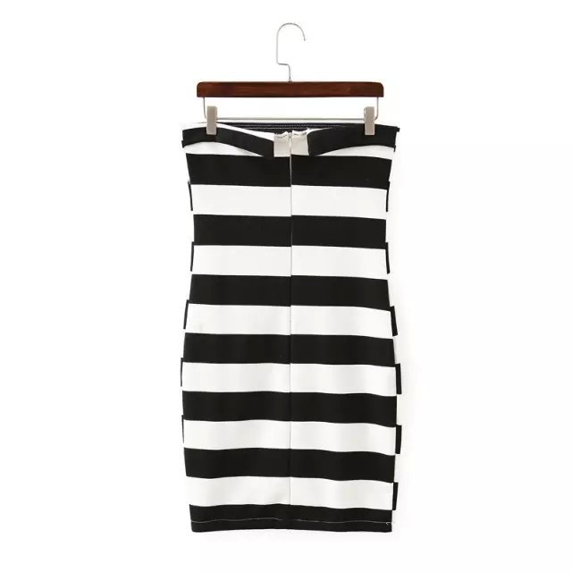 Summer Fashion women Knitting Stripe Dresses Strapless Off Shoulder Zipper casual brand designer dress