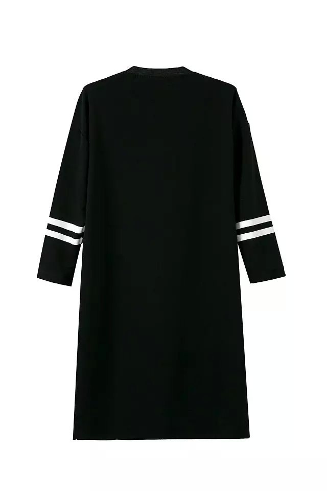 Summer Fashion Women Vintage Number Print Sports Dresses O-neck Half sleeve Black Casual dress
