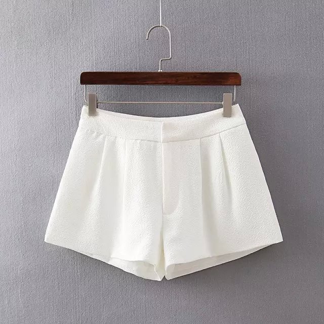 Summer Fashion Womens Elegant vintage button zipper pocket causal brand design white Shorts