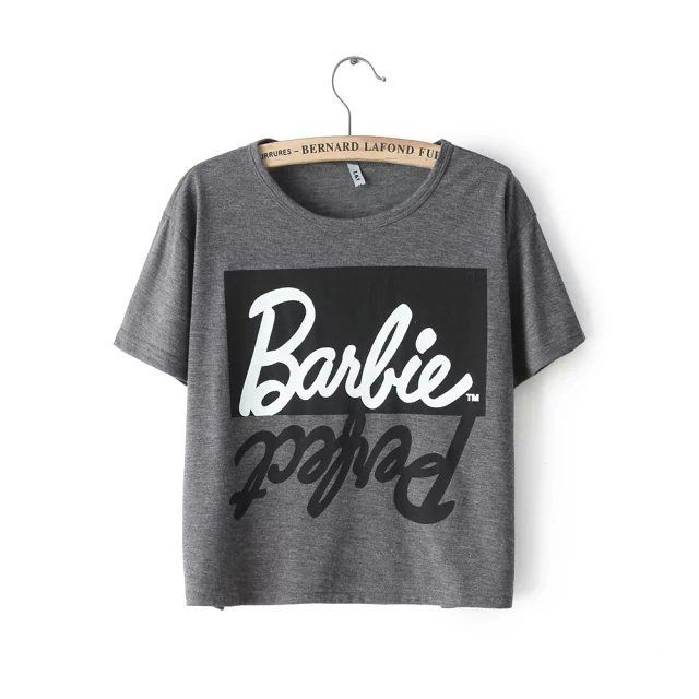 Summer Ladies Sexy letter print top tee short Sleeve gray Crop Tops cropped for women punk hip hop t-shirts tshirt