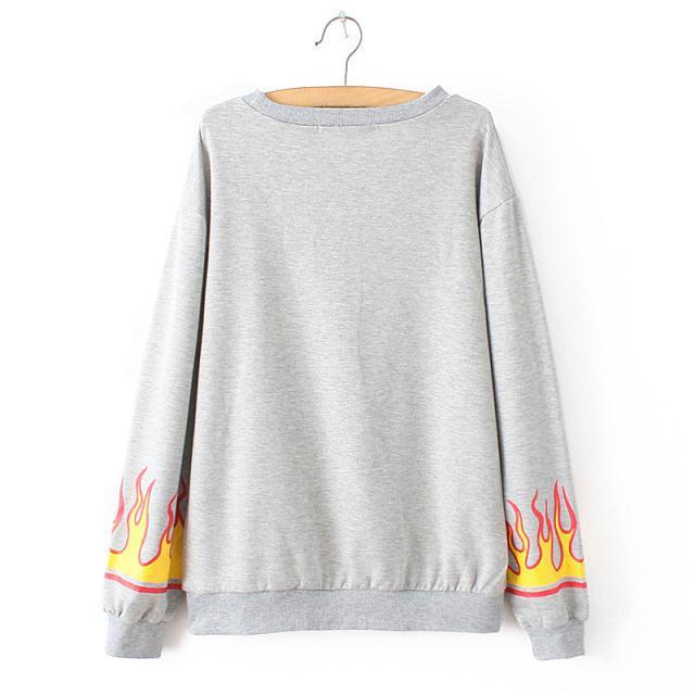 Autumn Fashion Women letter number basketball fire print pullovers Casual long Sleeve brand sweatshirts moleton feminino