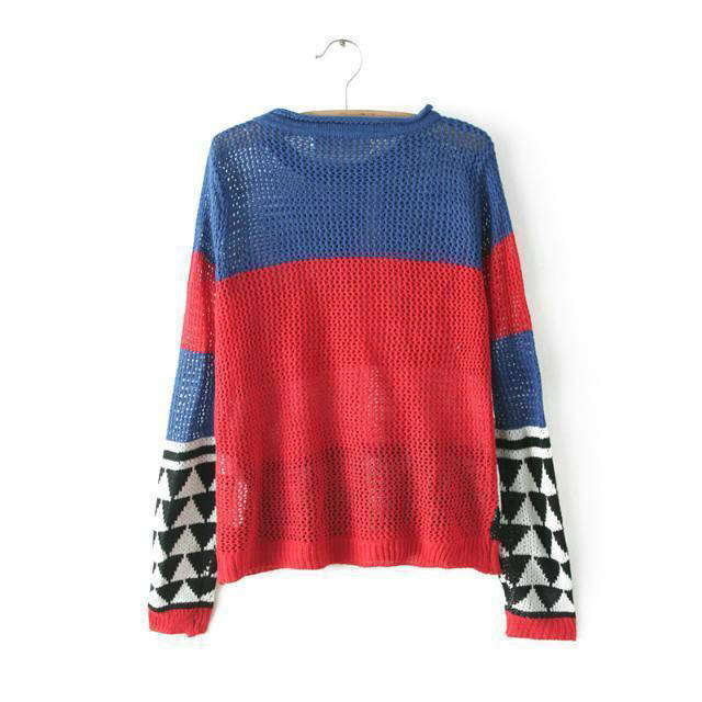 Autumn Fashion Womens' vintage geometric pattern Pullover Casual slim knitted sweater long sleeve brand designer tops