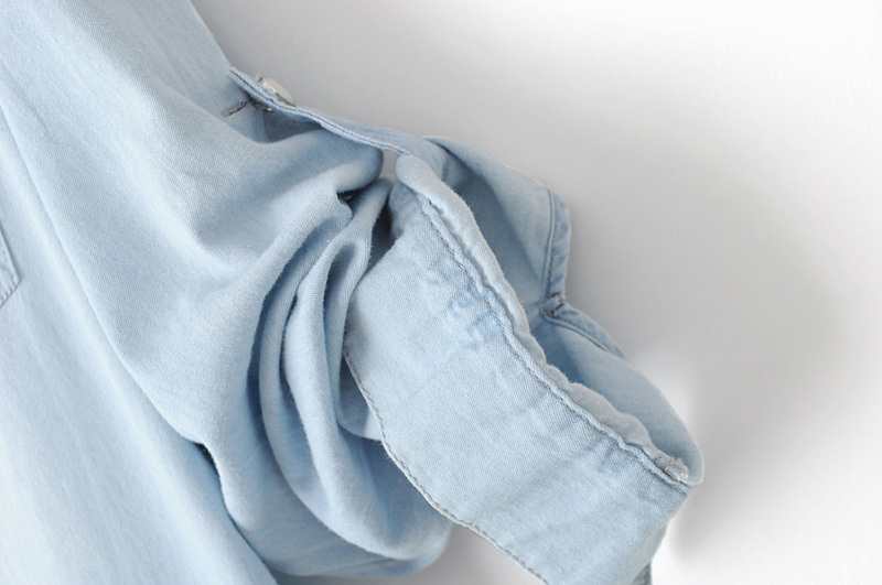 Fashion Five-pointed star rivet blue Denim shirts blouses Women long sleeve pocket casual camisa jeans blusa tops