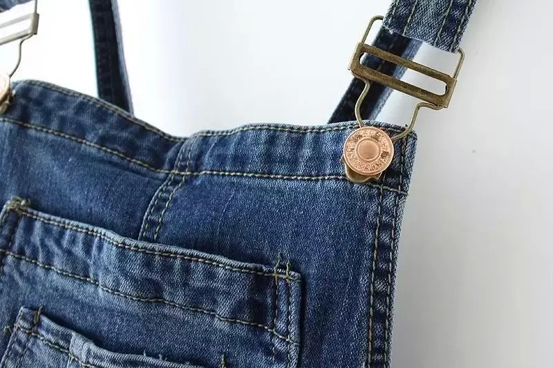 Fashion Ladies Denim blue School style button pockets Stretch Overalls causal brand designer Plus Size shorts