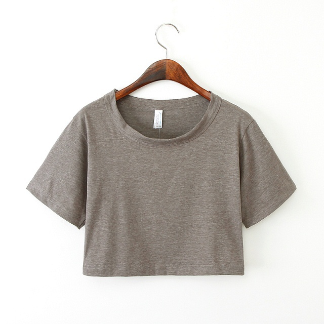 Fashion Ladies summer School Style Cotton short T shirt O-neck short sleeve shirts casual brand Crop Tops