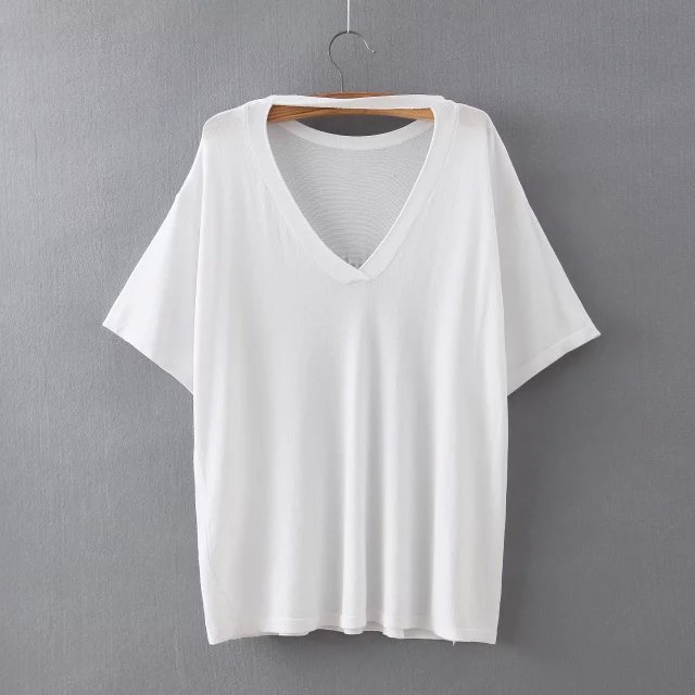 Fashion Summer Women Elegant Knitted letter print T-shirt Casual short sleeve O-neck backless shirt loose brand Tops