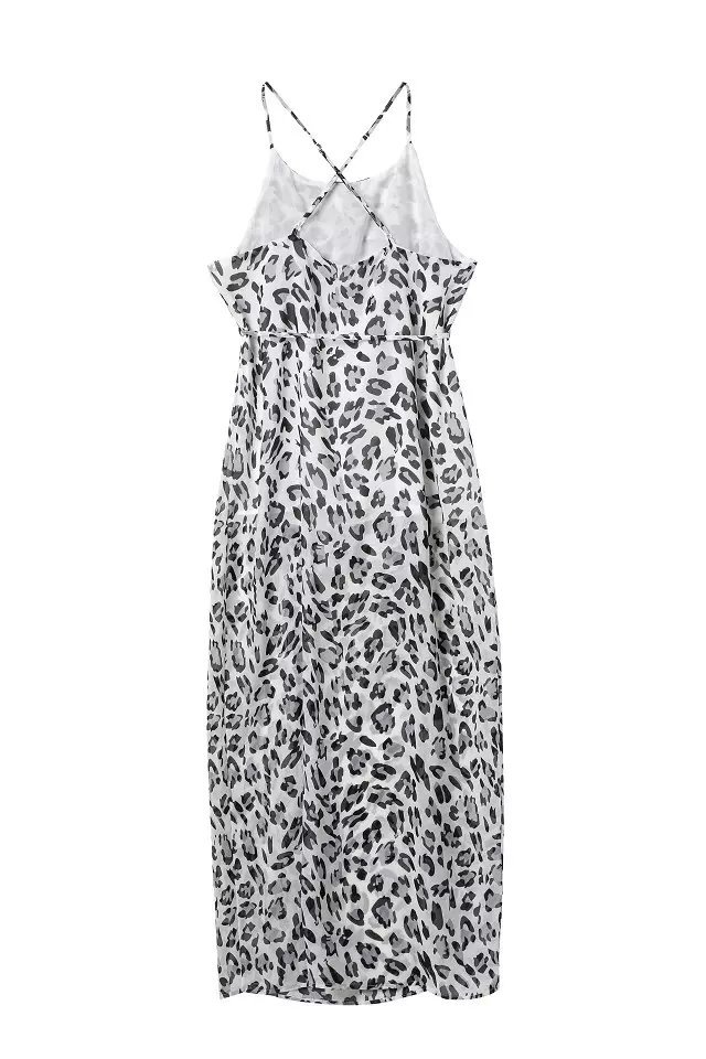 Fashion Summer Womens Sexy Leopard print maxi Beach Dresses vintage sleeveless spaghetti strap casual slim brand dress