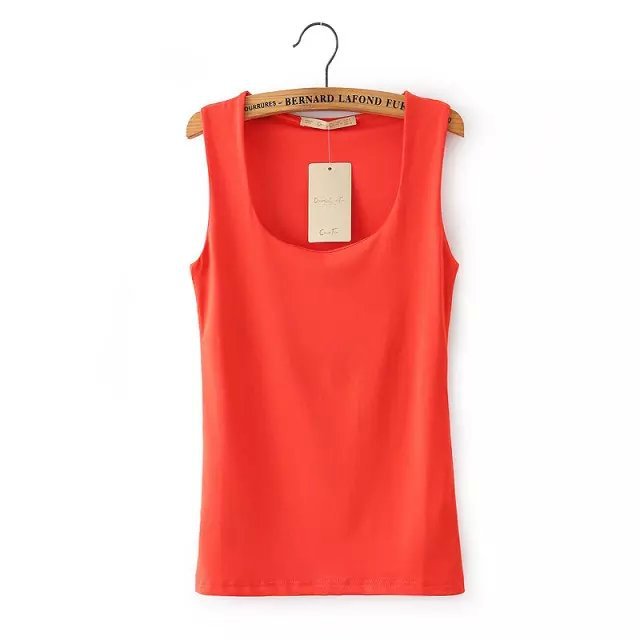 Fashion women Elegant Big Stretch Candy Color T shirt Square Collar sleeveless Vest shirts casual Slim All Match tops