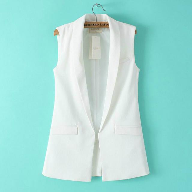 Fashion Women elegant office lady pocket coat sleeveless vests jacket outwear casual brand WaistCoat colete feminino 2015