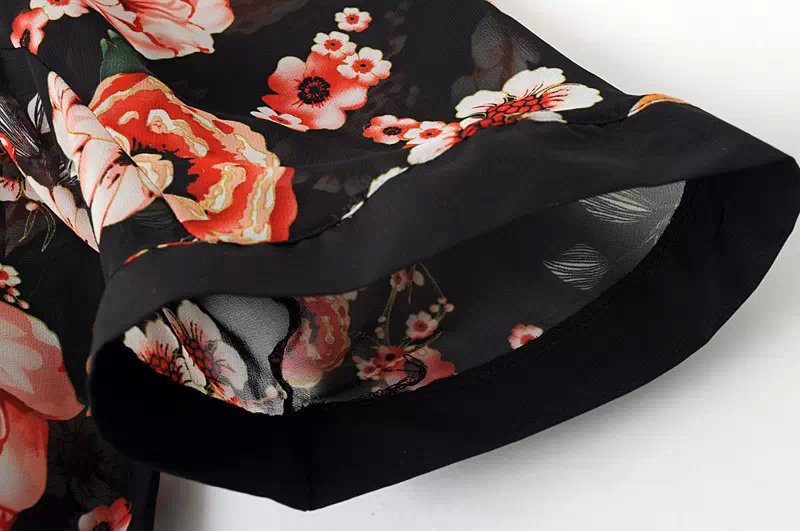 Fashion women elegant stylish rose floral print Kimono outwear loose vintage cape coat casual cardigan brand tops