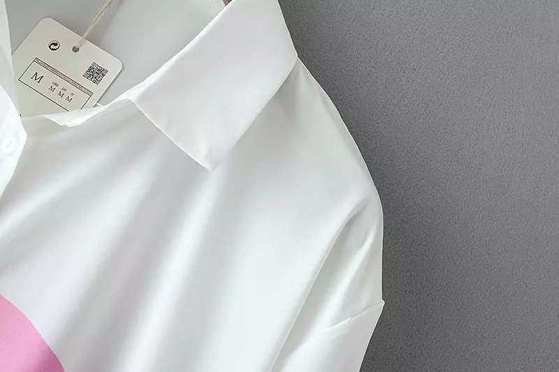 Fashion Women Geometric color print Casual Long Shirt Dress Long Sleeve Turn-down collar casual brand vestidos femininos
