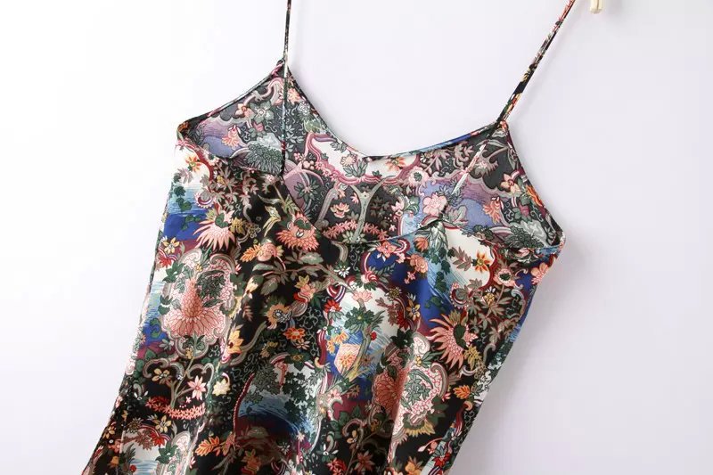 Fashion women Sexy Camis Floral Print shirt Spaghetti Strap vintage sleeveless blusa feminina