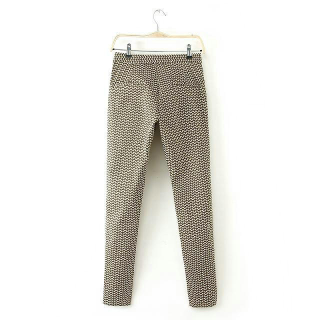 Fashion women's Elegant vintage print suit pants leisure pants pockets slim trousers brand designer pants