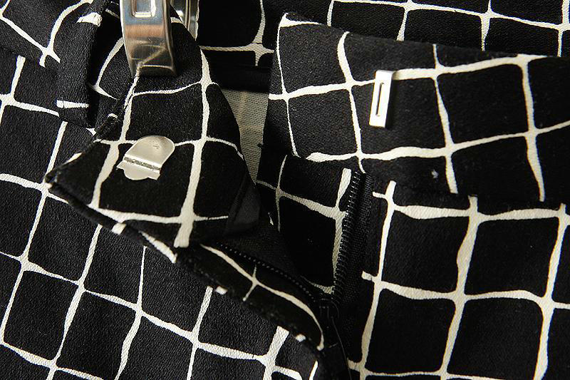 Fashion women's Elegant white and black plaid suit pants leisure pants pockets slim trousers brand designer pants