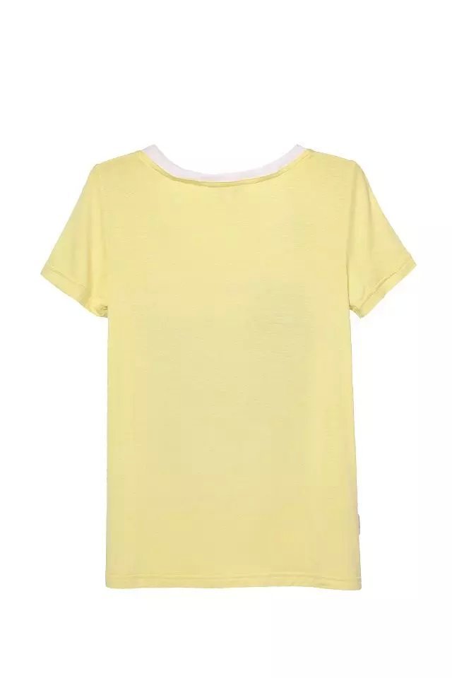 New Fashion Women Elegant Floral Print Yellow T shirt short sleeve shirts Casual brand designer Tops