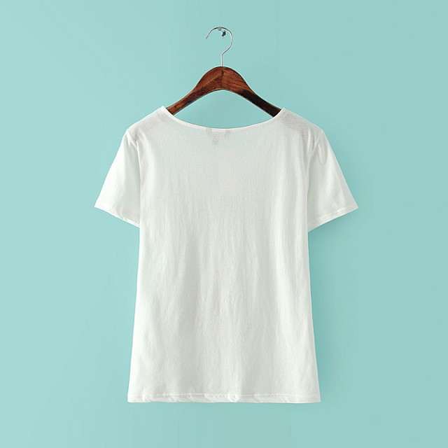 New Fashion Women Elegant Letter white Print T shirt O-neck short sleeve shirt casual brand tops