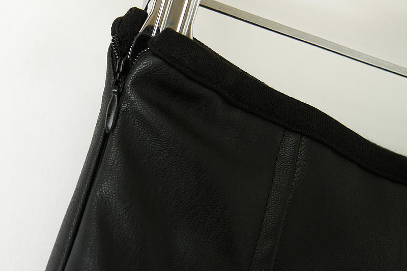 new fashion womens' rivet PU Leather Ruffles Pleated Sexy Mini Skirt elegant classic black casual Drop shipping