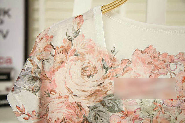 New summer Fashion Ladies' sweet rose print T shirt O neck batwing sleeve Shirt casual slim brand designer tops