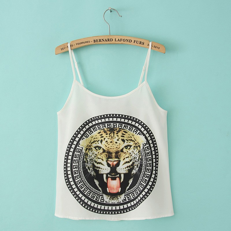 Summer Fashion Women Tiger Geometric printed O-neck Spaghetti Strap casual cozy brand designer Tank tops