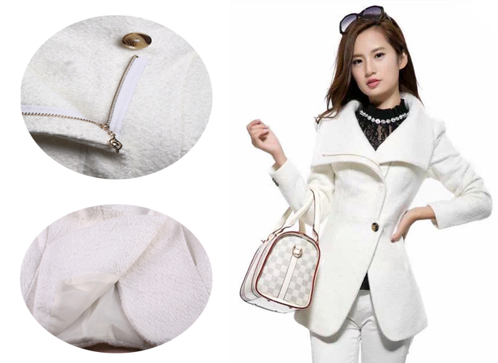 Hot Winter Coat Women Fashion Casual Slim White Wool Coat Women High Quality Brand Warm Female Coat