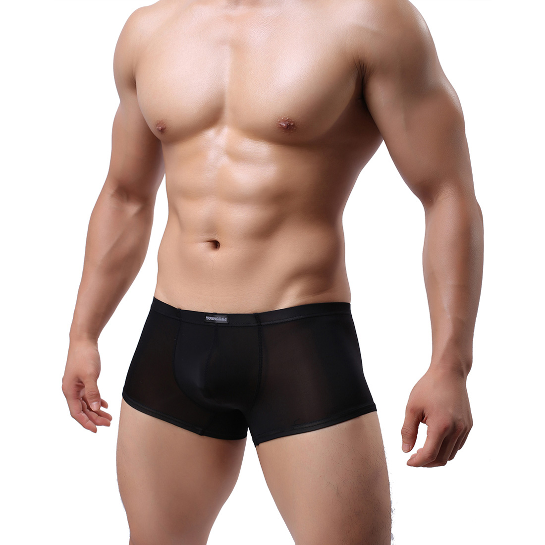 Men's Sexy Lingerie Underwear See-through Boxer Shorts Underpants WH42 Black M