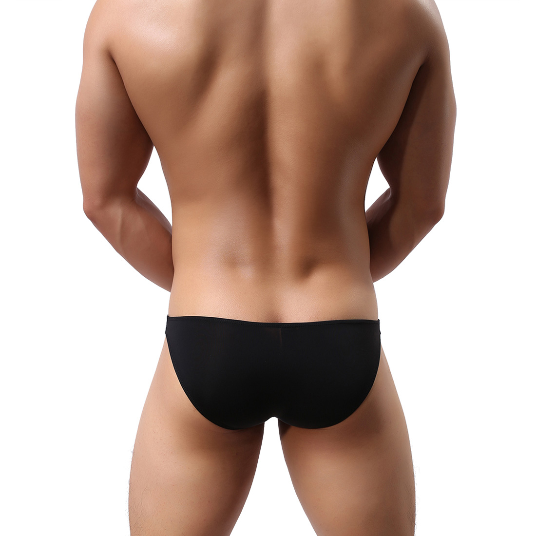 Men's Lingerie Underwear Sexy Bikini Triangle Pants Shorts with Penis Sheath WH44 Black M