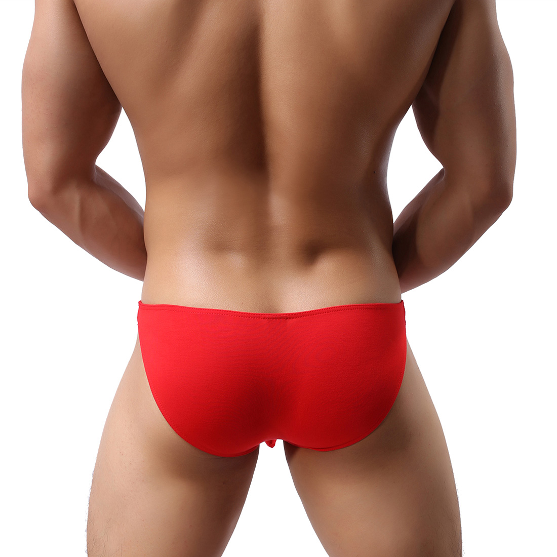 Men's Sexy Lingerie Underwear Modal Triangle Pants Shorts with Penis Sheath WH8 Red L