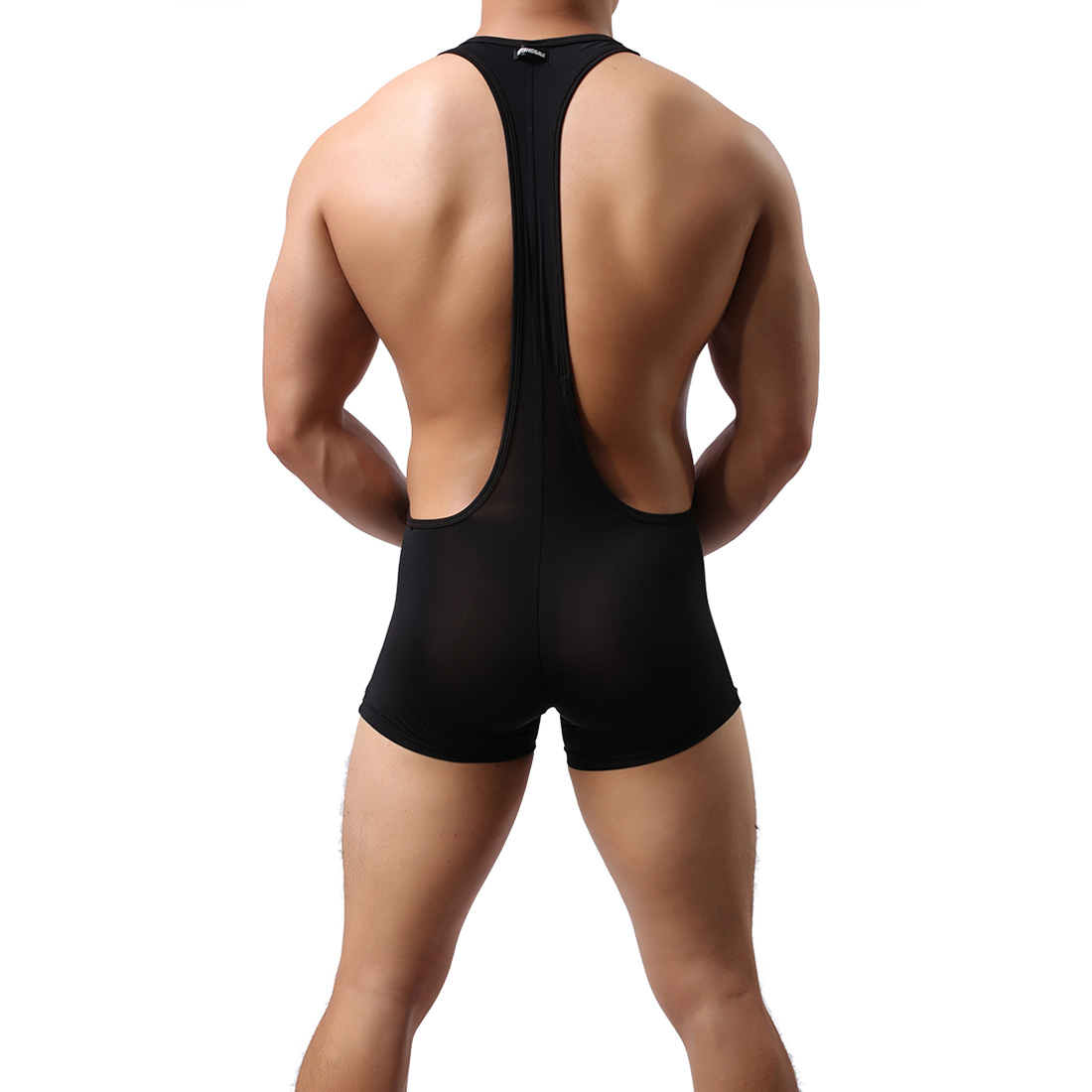Men's Sexy Lingerie Underwear Sport Fitness One-pieces Swimsuit Wrestling Dress WH41 Black XL