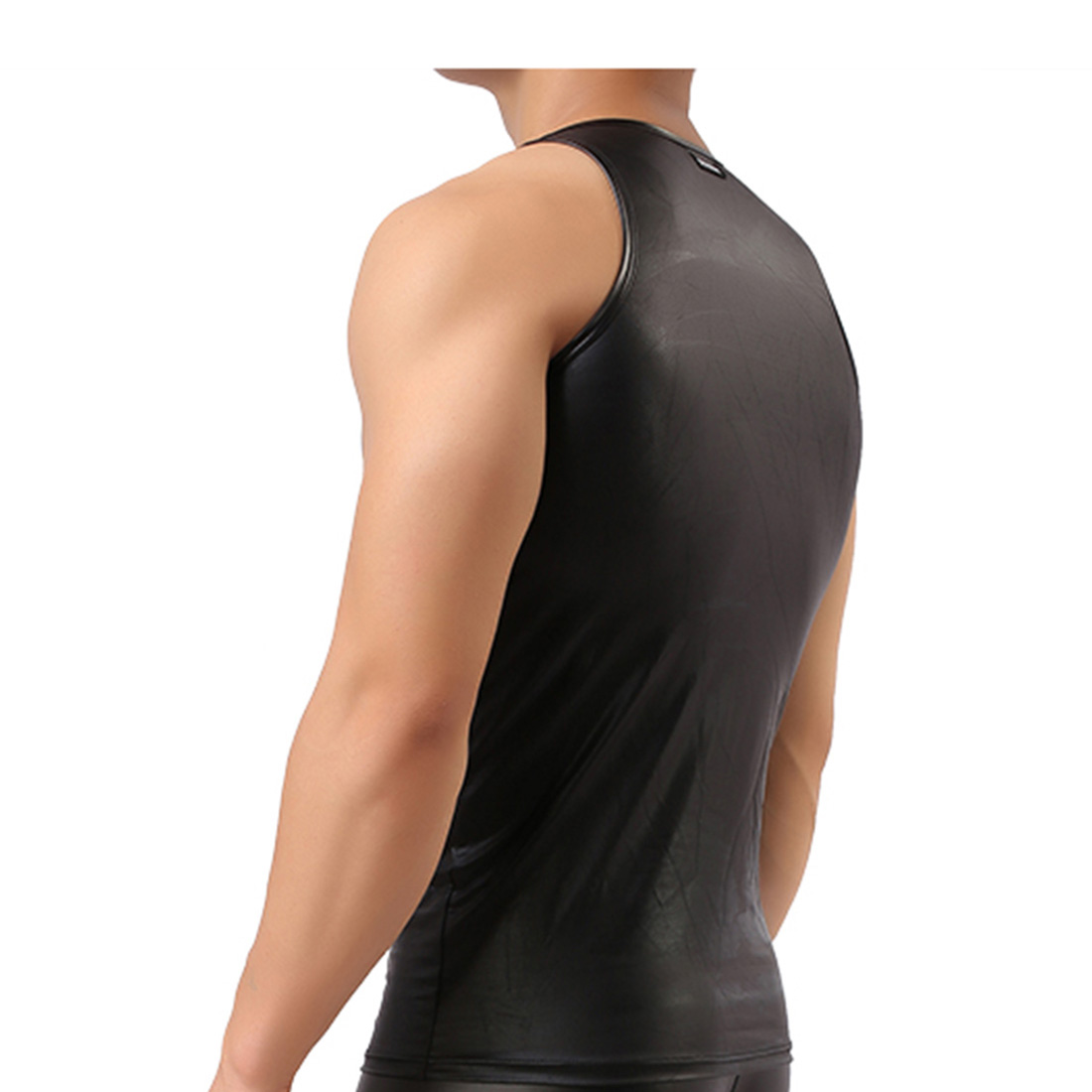Men's Lingerie Underwear Sexy Vest Imitation Leather C45 Black M