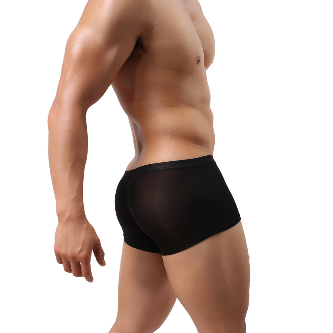 Men's Sexy Lingerie Underwear See-through Boxer Shorts Underpants WH42 Black M