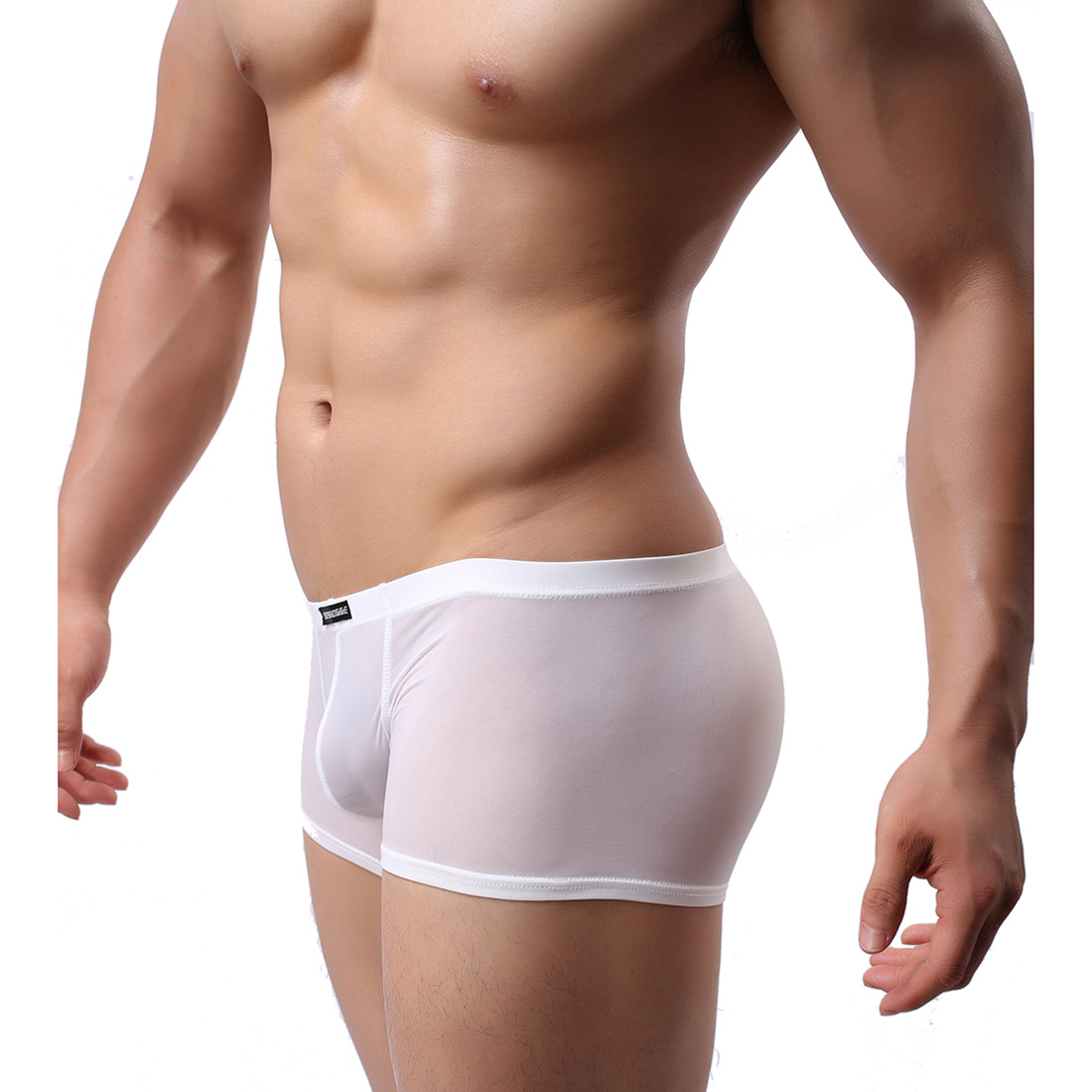 Men's Sexy Lingerie Underwear See-through Boxer Shorts Underpants WH42 White M
