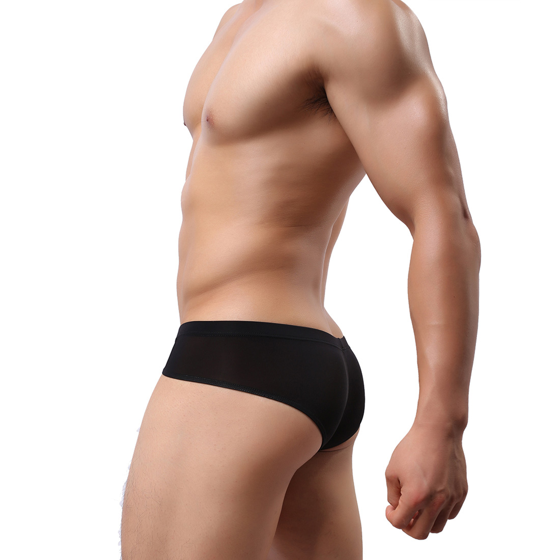 Men's Sexy Lingerie Underwear See-through Briefs Shorts Underpants WH43 Black L