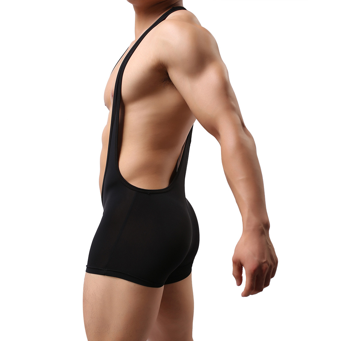 Men's Sexy Lingerie Underwear Sport Fitness One-pieces Swimsuit Wrestling Dress WH41 Black M