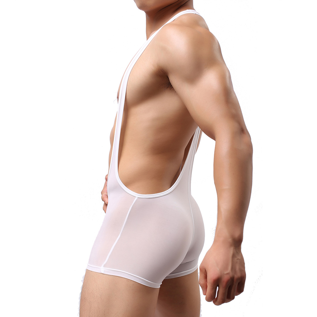 Men's Sexy Lingerie Underwear Sport Fitness One-pieces Swimsuit Wrestling Dress WH41 White M