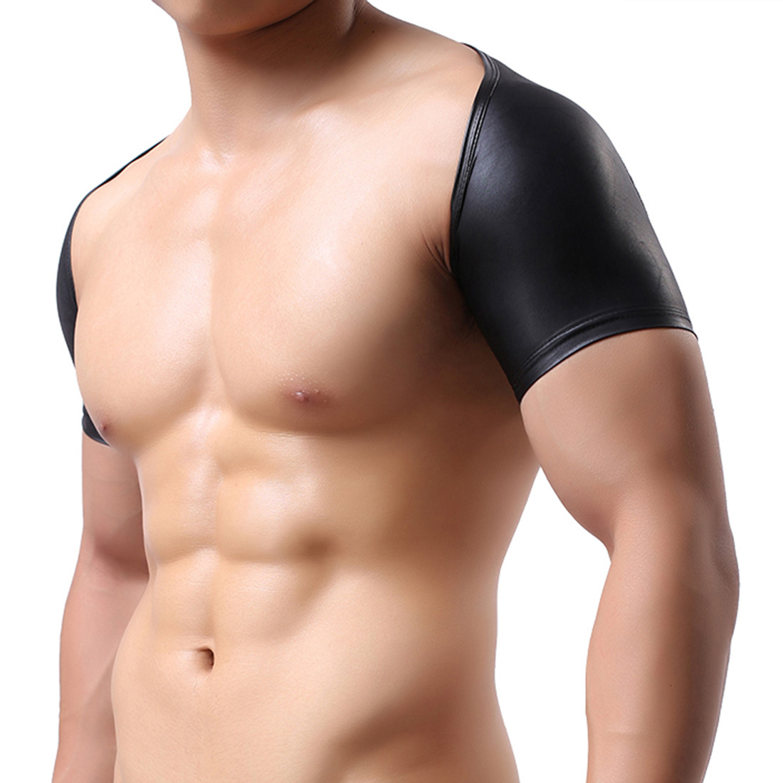 Men's Lingerie Underwear Stage Costumes Imitation Leather Waistcoat C49 Black XL