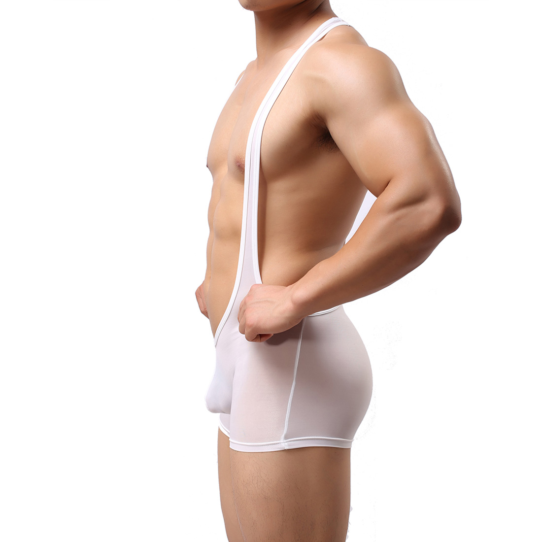 Men's Sexy Lingerie Underwear Sport Fitness One-pieces Swimsuit Wrestling Dress WH41 White M