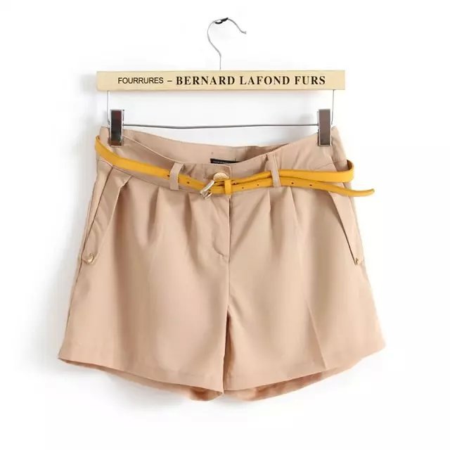 2Q18 Fashion Women shorts zipper European Style pockets With Belt casual Slim brand designer shorts