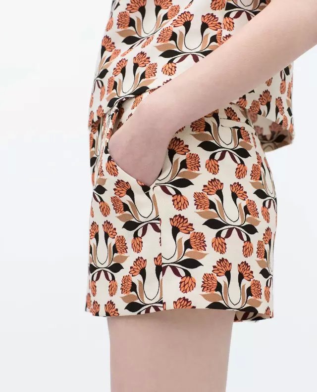 OZ35 Summer Fashion elegant floral print shorts For Women zipper pockets shorts causal brand short cintura alta Plus Size