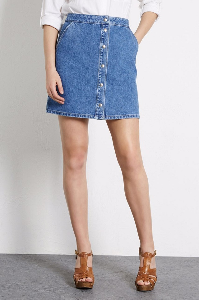 LE03 Summer Fashion Women Denim Dark Blue pocket Button A-Line Packet Buttock skirt Casual brand Quality Skirts