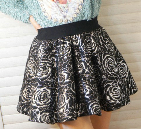 08 New Fashion Ladies' sexy golden silver rose Mini Skirts hot vintage casual slim brand quality bubble skirt