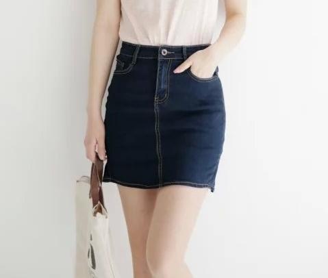XRJ07 Fashion women vintage pleated zipper pocket Blue denim Mini Skirts casual quality skirts