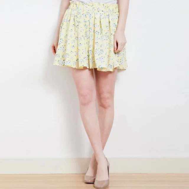 XYY12 Fashion Summer women sweet yellow small floral print shorts elastic waist casual slim brand shorts
