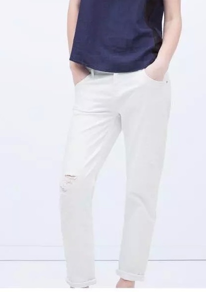 XC36 New Fashion Ladies' elegant white Denim hole Jeans casual pocket Plus Size pants