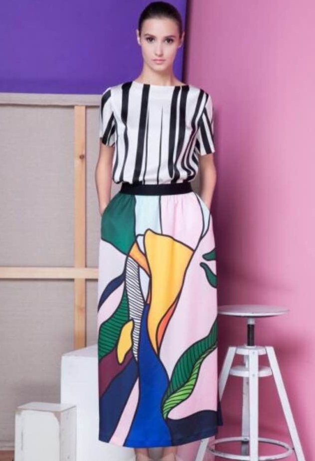 2Q14 Fashion Women Vintage Floral Print Maxi Pleated Skirts Long Retro Casual Saia Longa Female