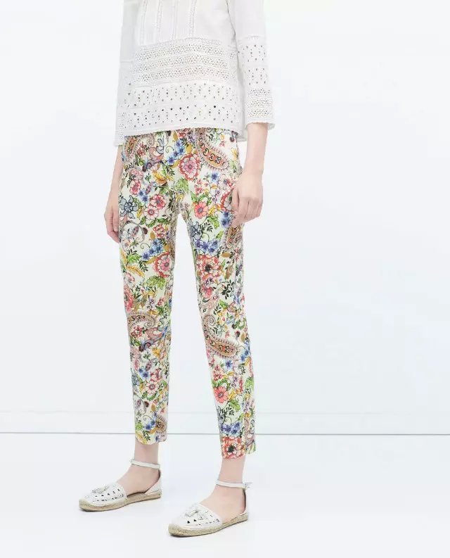 OZ51 Fashion Ladies Elegant Floral Printed Zipper Trousers Pockets Brand Mid Pencil Pants Women Summer Female Casual Pant