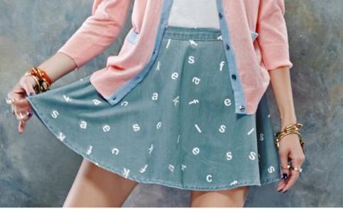 CH25 Fashion Women pleated Letter prined Denim Skirts Casual Zipper Plus Size Brand design Mini Skirt