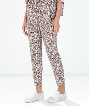 03LF6582 Fashion women's Elegant floral print suit pants leisure pants zipper pockets slim trousers brand designer pants