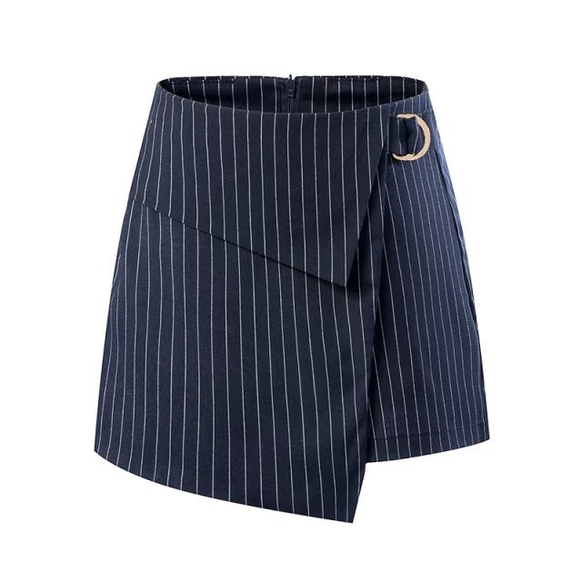 XD109 Fashion Summer Women Elegant Stripe Print Zipper Irregular quality Casual brand designer Skirt Shorts